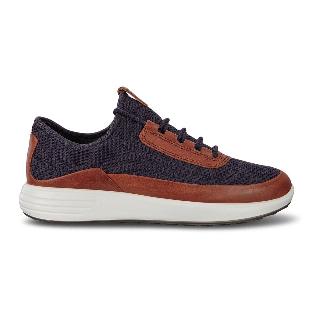 ECCO Mens Sneakers Navy/Brown - Soft 7 Runner Meshs - THJ-056798